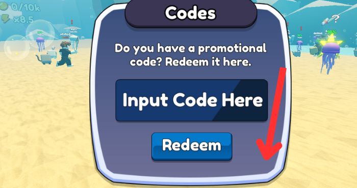 Jellyfishing Simulator code redemption section