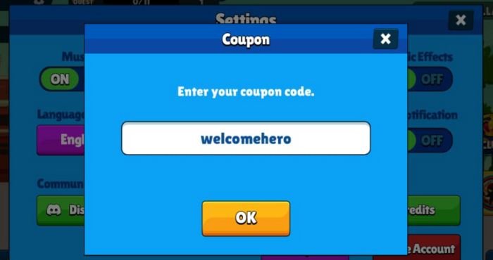 Mr Hero Codes redemption section