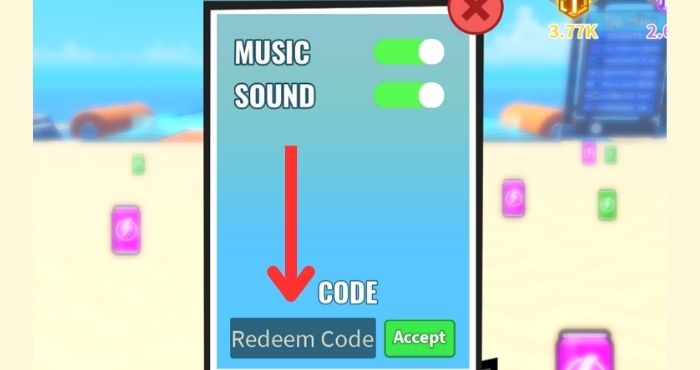 Surf Race code redemption section