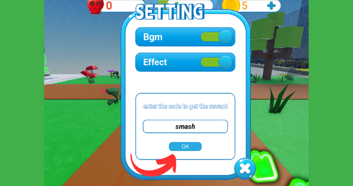 Hulk Smash Simulator code redemption section