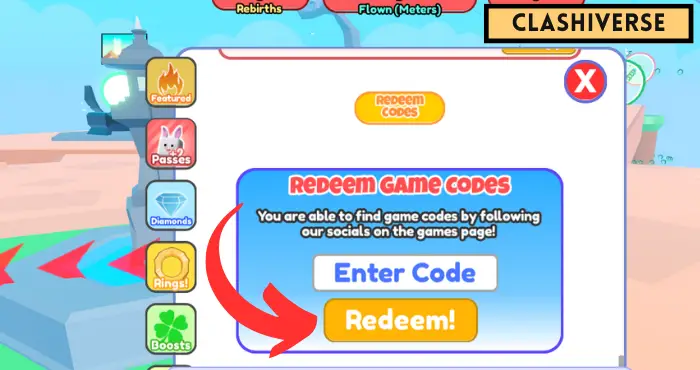 Flying Simulator code redemption section