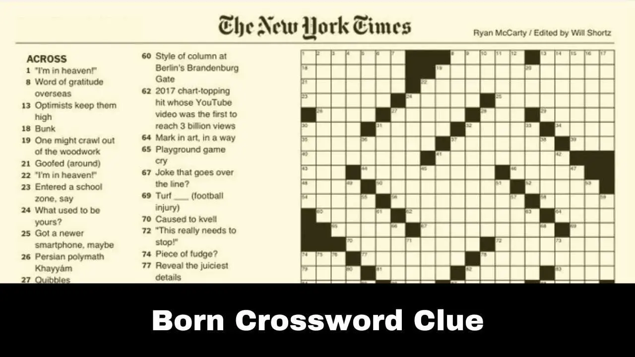 Born Crossword Clue